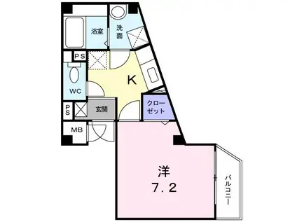 プリムヴェールI(1K/1階)の間取り写真