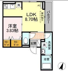 アナシエ南篠崎町II(1LDK/2階)の間取り写真