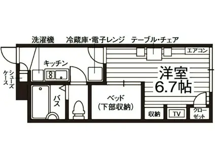 パーク柚ノ木(1K/1階)の間取り写真