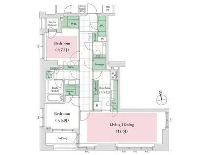 アトラス麻布台(2LDK/8階)の間取り写真