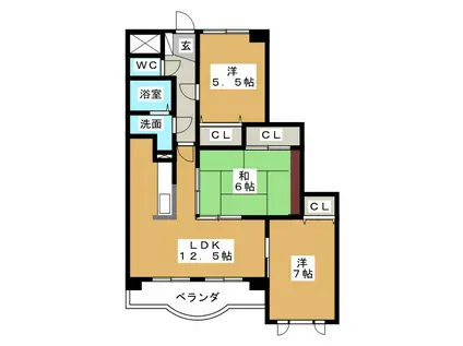 グレイスヴィラ(3LDK/1階)の間取り写真