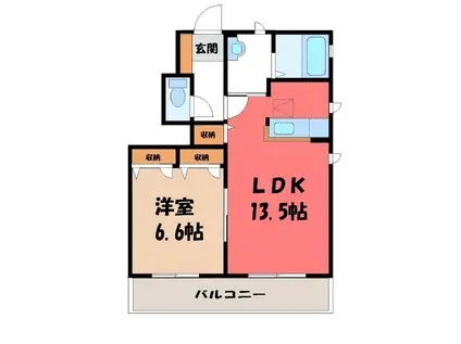 コスモスB(1LDK/1階)の間取り写真
