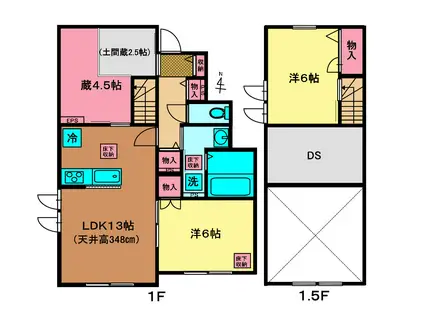 プレドゥパルク(2SLDK/1階)の間取り写真