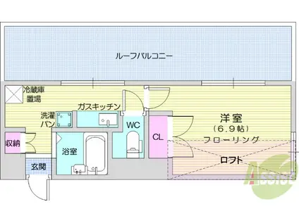 ロイヤルヒルズ泉崎(1K/4階)の間取り写真