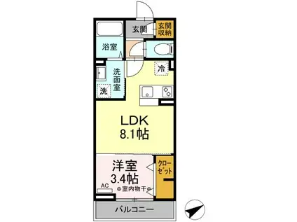 グラディーヴォレ(1LDK/3階)の間取り写真