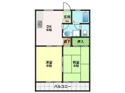 ヤマイチハイツI(2DK/1階)の間取り写真