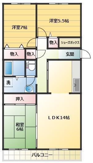 コミュニティープラザ8(3LDK/5階)の間取り写真