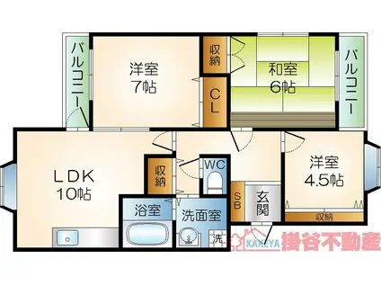 リベルテ美奈原(3LDK/3階)の間取り写真