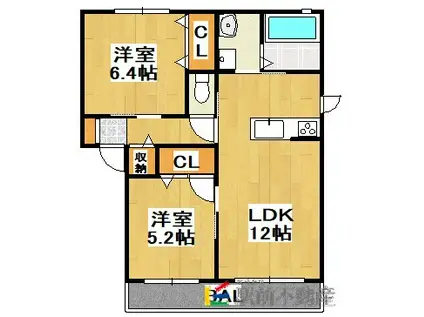 STRAWBERRY FIELDS叶夢(2LDK/1階)の間取り写真