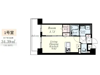SAKURA天神(1LDK/7階)の間取り写真