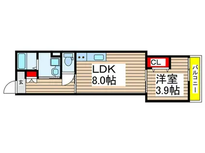ペルル穴川(1LDK/2階)の間取り写真