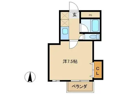 シャルマン南越谷(1K/1階)の間取り写真