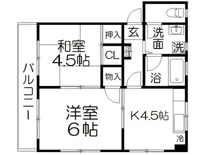 コーポレート北栄(2K/2階)の間取り写真