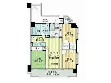 川口元郷サニーコート(3LDK/2階)の間取り写真