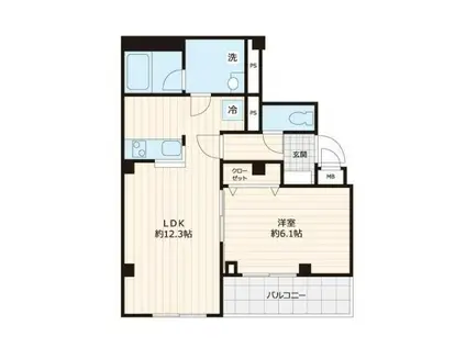 第二ヤマイビル(1LDK/3階)の間取り写真
