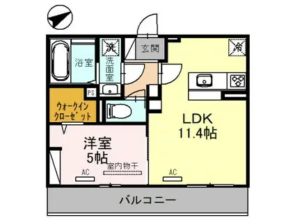 パストラル大美野(1LDK/1階)の間取り写真
