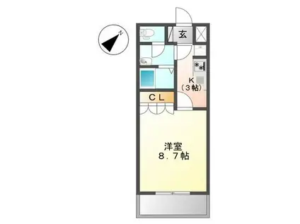 BRILLAR(1K/1階)の間取り写真