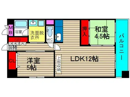 桜川パークマンション(2LDK/6階)の間取り写真