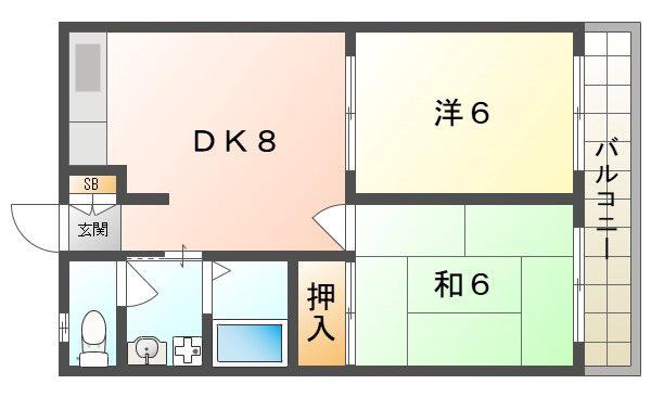 レ・シャンドール(2DK/4階)の間取り写真
