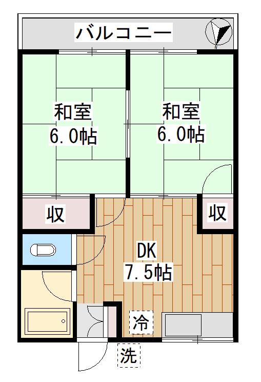 ハイツ久美(2DK/2階)の間取り写真