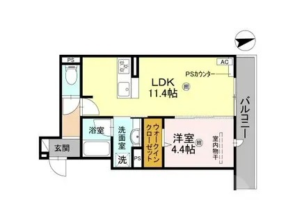 クレッシェンドVI(1LDK/2階)の間取り写真