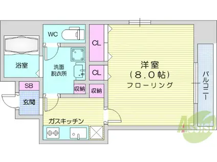 S-FORT榴岡公園(1K/13階)の間取り写真