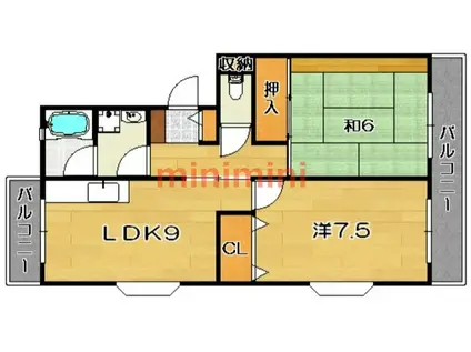 サニーコートII(2LDK/1階)の間取り写真