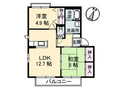 ILEXHEIM U棟(2LDK/2階)の間取り写真