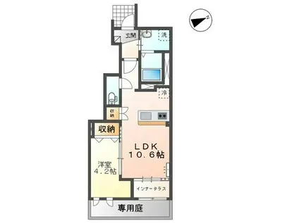 ヴェルニース(1LDK/1階)の間取り写真