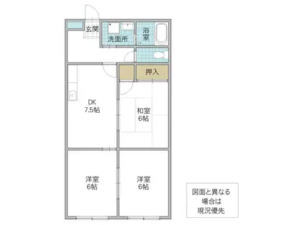 グランシャトーS1(3DK/1階)の間取り写真
