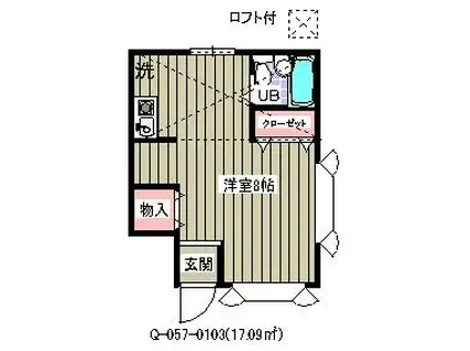 ローズアパート(ワンルーム/1階)の間取り写真