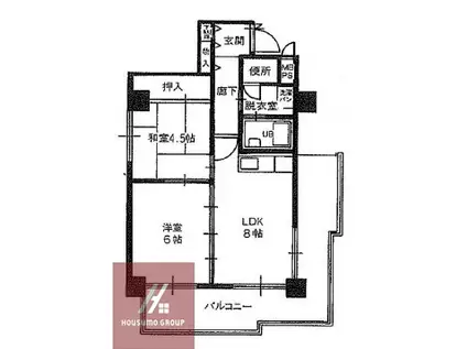 カルマーレナンバウエスト(2DK/3階)の間取り写真