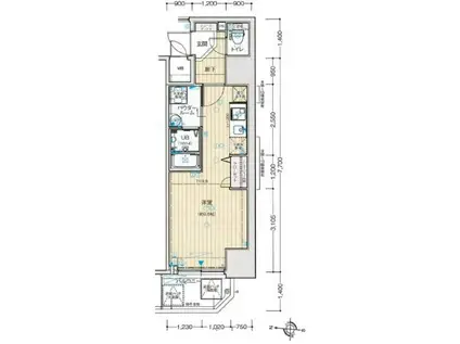 ベルエ難波西(ワンルーム/13階)の間取り写真
