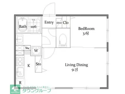 ASTER日暮里(1LDK/1階)の間取り写真