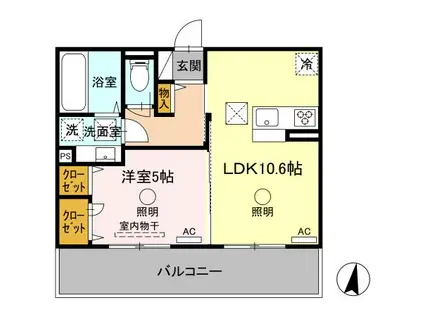 モルトグラッソ(1LDK/1階)の間取り写真
