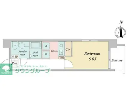 CAVANA東駒形(1K/6階)の間取り写真