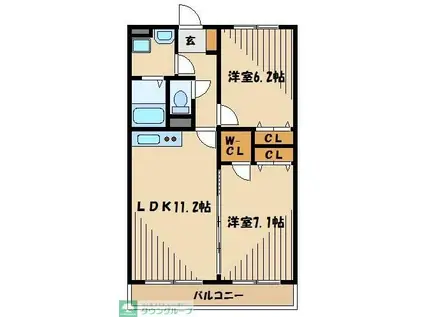 ビューヒルズK(2LDK/2階)の間取り写真