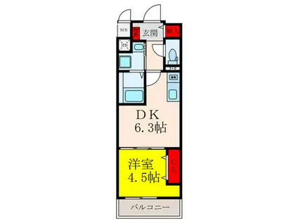 クローバー・レジデンス城東放出(1DK/2階)の間取り写真