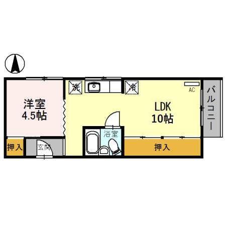 J-HOUSE駅南(1LDK/2階)の間取り写真