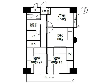 グランパレス南海(3DK/3階)の間取り写真
