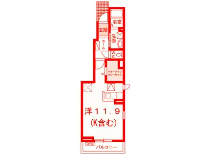 ワレアハレ中海岸(ワンルーム/1階)の間取り写真