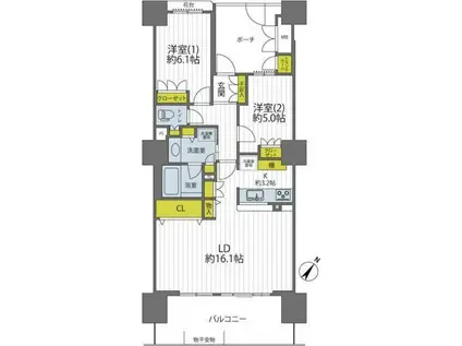 オラリオンサイト壱番館(2LDK/27階)の間取り写真