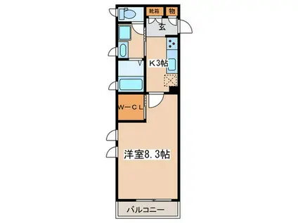 K.I HOUSE(1K/2階)の間取り写真