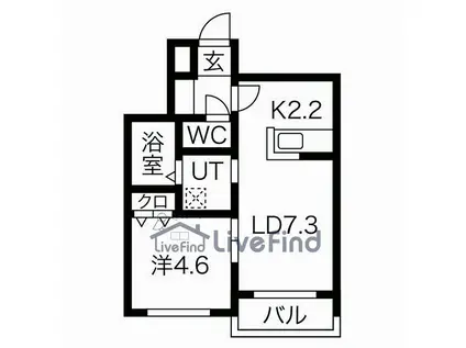 ウルス平岸(1LDK/3階)の間取り写真