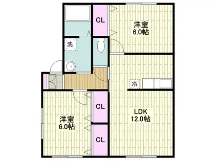 メゾン・ラスティング(2LDK/2階)の間取り写真