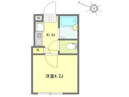 WELLBEING青砥I(1K/1階)の間取り写真