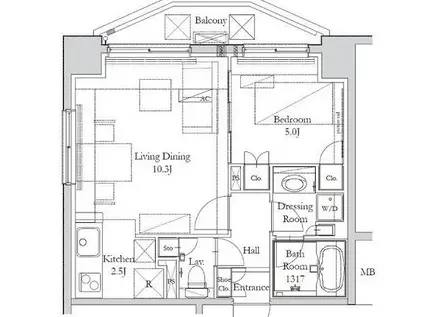 HOUSE岩本町(1LDK/12階)の間取り写真