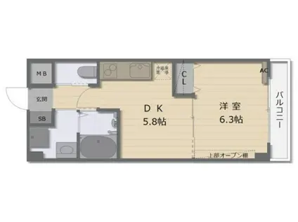 ハイツ栄和(1DK/3階)の間取り写真