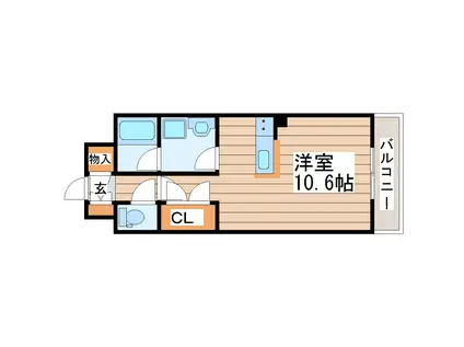 長町南クレスト(ワンルーム/2階)の間取り写真