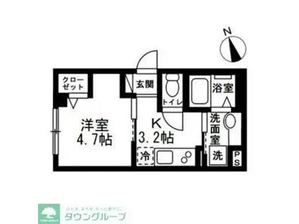 板橋区板橋1丁目(1K/1階)の間取り写真